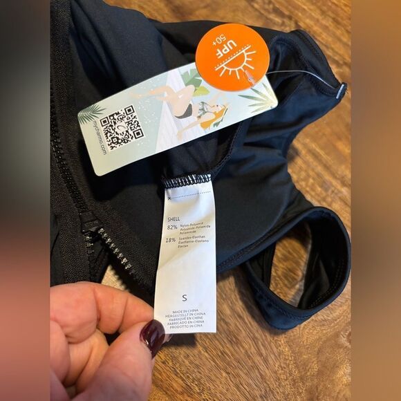 Charmo Women's One Piece Swimsuit Zipper Front Square Round Neck Monokini Small - Picture 8 of 8